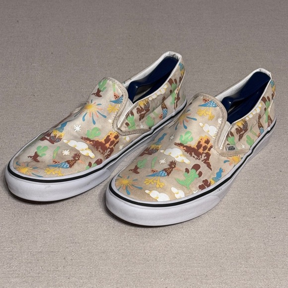 Vans Other - Vans Classic Slip On Desert Roadrunner Cactus Print Sneakers Mens 11.5 Womens 13